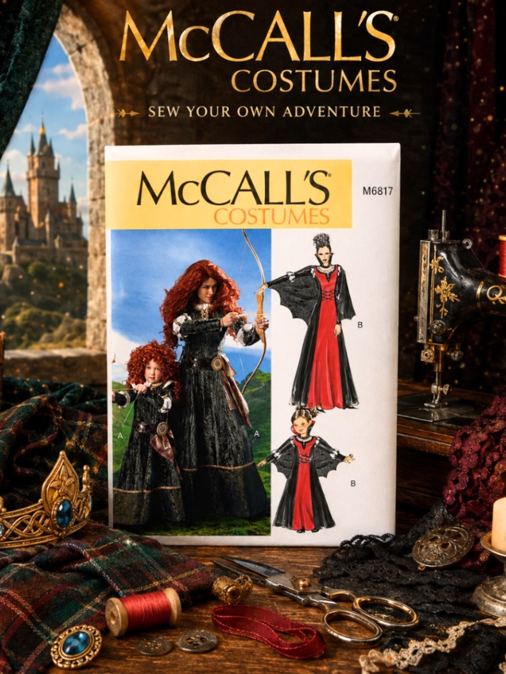 McCall’s M6817 Kids Costume Sewing Pattern | Merida Scottish Princess & Vampire